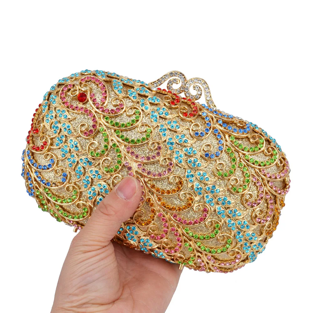 Colorful Luxury Crystal rhinestone Clutch Evening Bag for Wedding Purse