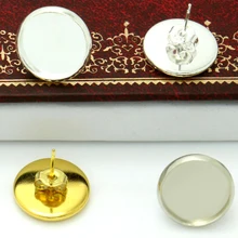 

20pcs/lot Copper Blank Earring Base 10mm Cabochon Cameo Settings Bezel Tray DIY Jewelry Making