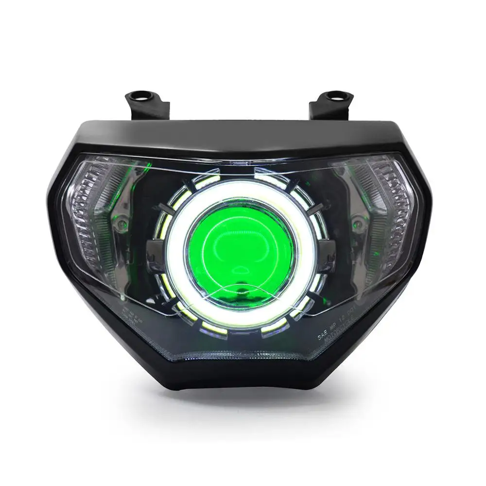 KT светодиодный фар для Yamaha FZ09 MT09 - Цвет: Green Demon Eye