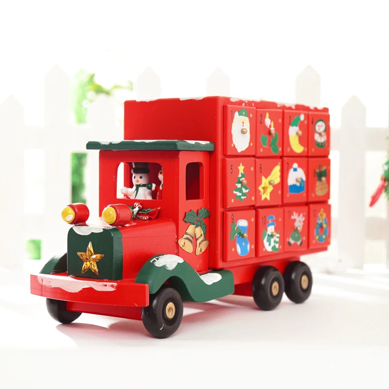 Рождественский грузовик с ящиком рождественские украшения креативный деревянный Рождественский грузовик, конфетный ящик для X'mas календаря подсчета грузовик 3 кг