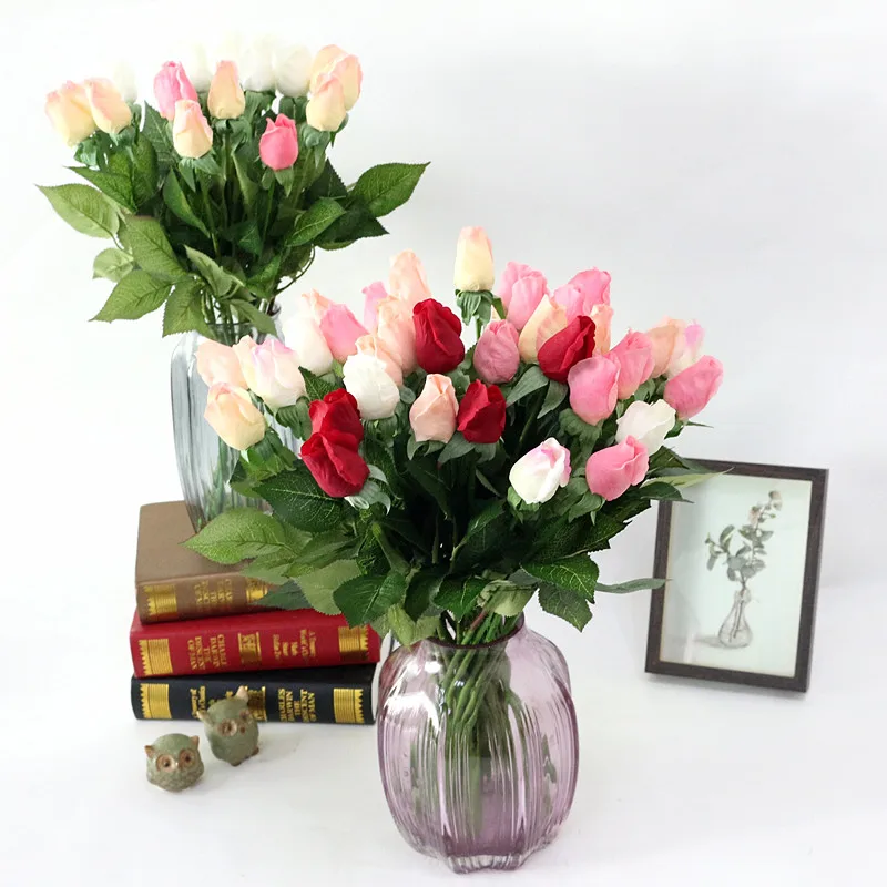 Flone Real Touch Artificial Rose Flowers Simulation Flower Latex Flower Branch Bouquet Wedding Home Party Table Decor Floral (6)