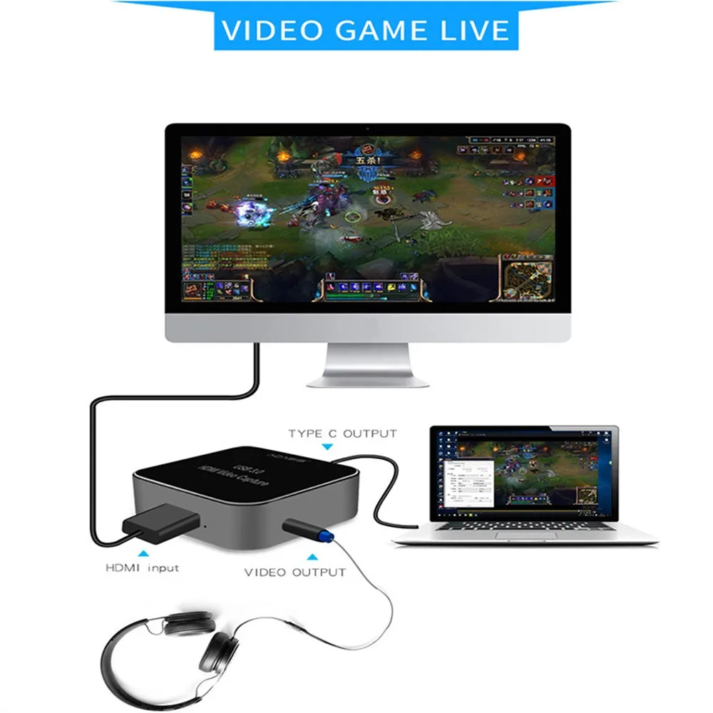 Acasis Ac-Hdcp Usb 3,1 Hdmi к Тип-C 1080 P захват hd-видео карты коробка привод- для ТВ Pc Ps4 игры Live Stream для Windows Li