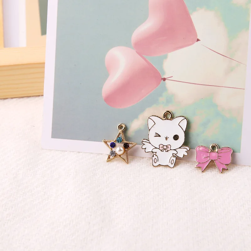 Diy Jewelry Accessories Earrings Hand Made Material Bracelet Pendant Drop Oil Alloy Wings Cat Stars Bow 10pcs | Украшения и