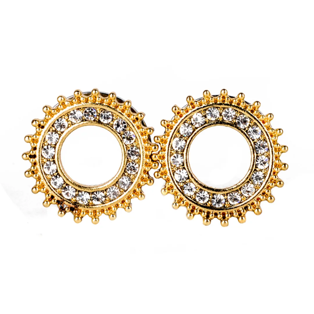 Ear Expander Body Piercing Jewelry 1 Pair Stainless Steel Crystal Flare Flesh Tunnel Ear Plugs Expander 6-20mm Ear Stretcher