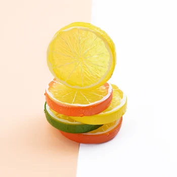 

5pcs Artificial plastic lemon fake plants kids toys Fridge sticker diy needlework household products New Year Christmas decor
