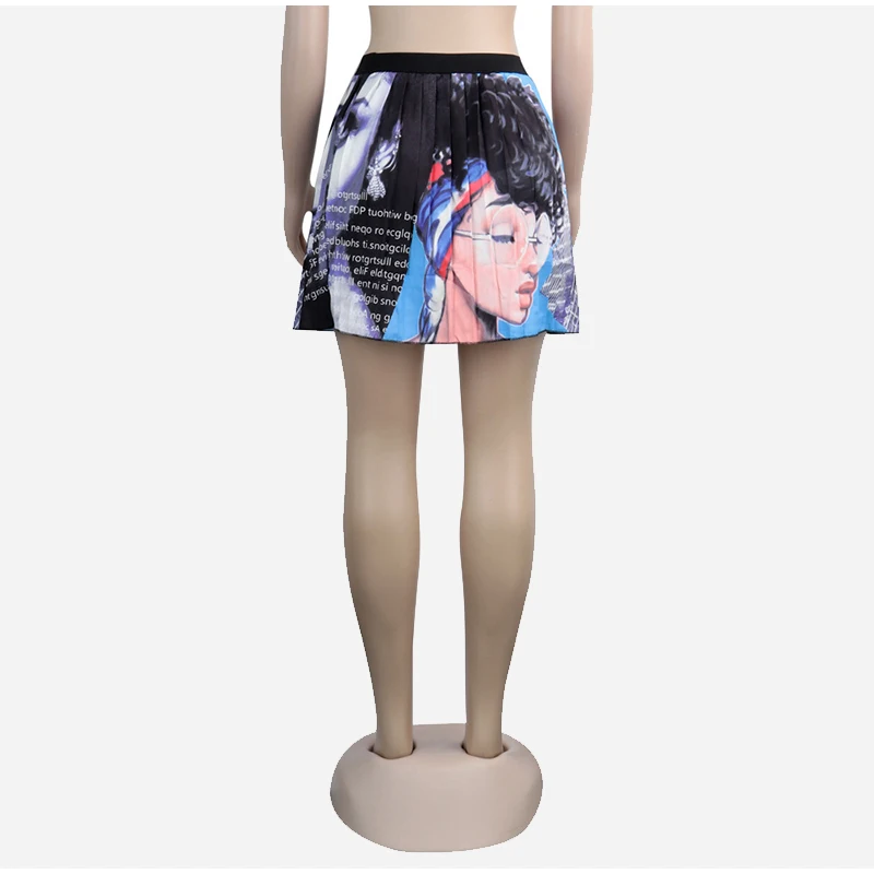 Женская плиссированная мини-юбка с мультяшным принтом, эластичная высокая талия, выше колена, короткие женские юбки, летние винтажные штаны