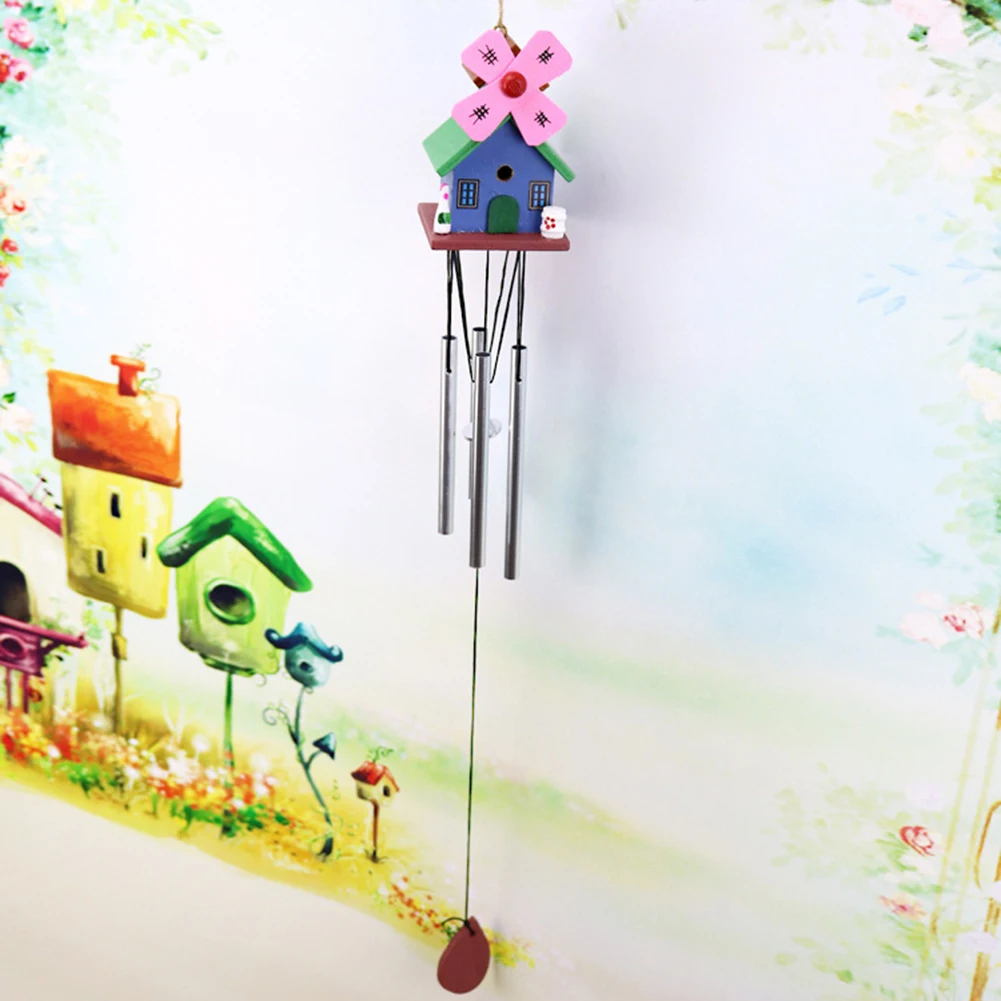 Antique Amazing Log-Cabin Deep Resonant 4 Tube Wind Chimes Church Bells Wind Chimes Wall Hanging Home Decoration