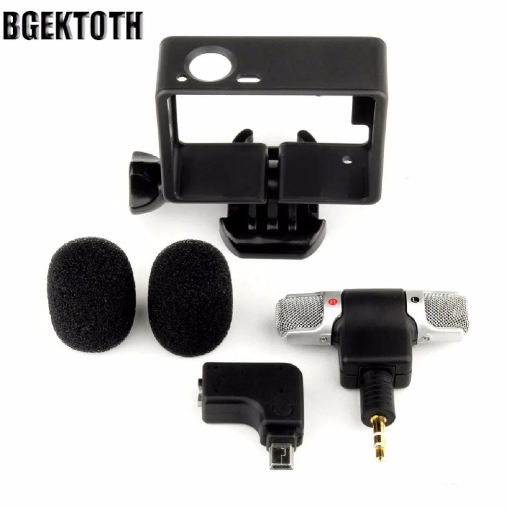 

BGEKTOTH External Microphone Mic + Adapter + Standard Frame Kit Fit For GoPro Hero 4 3+ 3