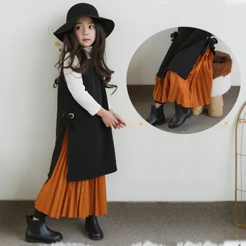 

big girls skirts size 5/6 casual spring autumn 2018 A line school maxi skirts for girls child clothes size 7 8 9 10 11 12 years