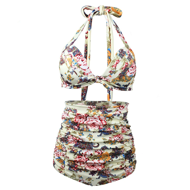 

Plus Size XXL Bikini Women Sexy High Waist Swimsuit Floral Print Push Up Bikini 2019 Summer Swimwear Big Size Women Beach Bikini