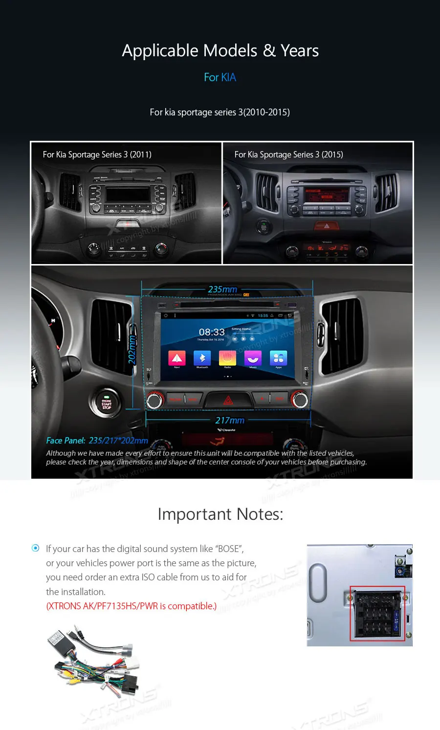 Perfect 8" Android 8.1 Oreo OS Car DVD Multimedia Navigation GPS Radio for Kia Sportage 2010-2016 with Dual Zone Function Support 2
