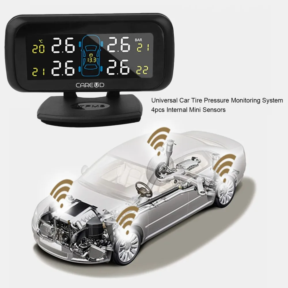 

2017 DC 8V ~ 16V Black Universal Tpms Car Tire Pressure Monitoring 4 Internal Sensors PSI/Bar U912nf High Quality