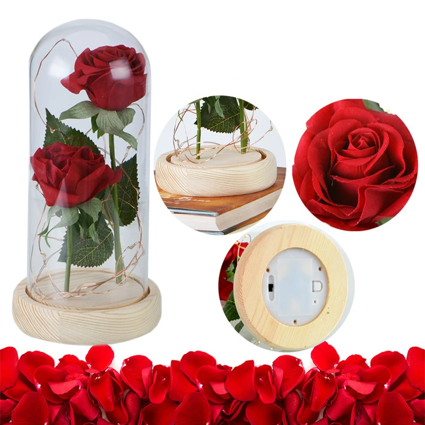 

Medium Beauty and the Beast rose, Rose in glass dome, forever rose, red rose, preserved rose, Belle rose, special romantic gift