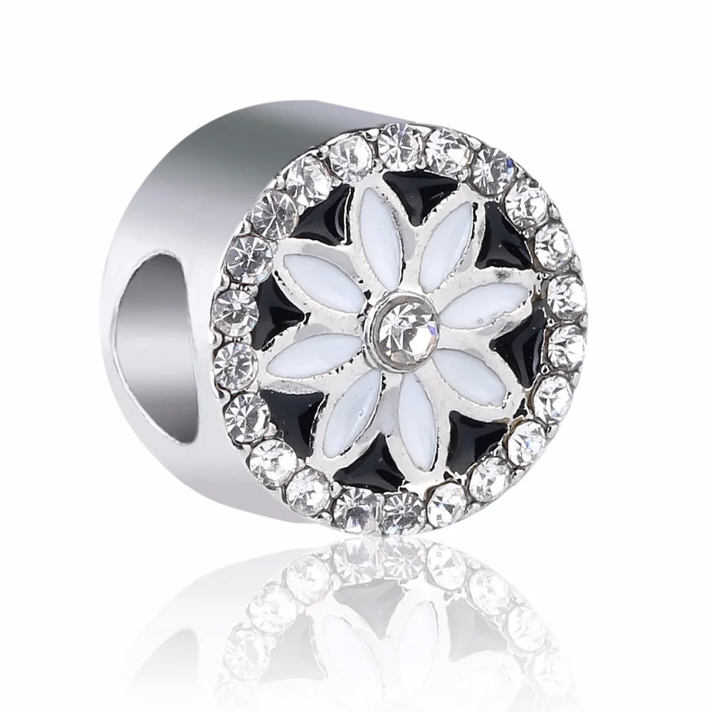 

free shipping 1PC European Silver Crystal Flower Bead Charm Fits Pendant Charm Bracelets & Necklace diy Jewelry for Women