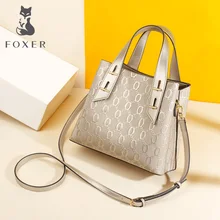 FOXER, женские элегантные сумки-мессенджеры из спилка с цепочкой, дамская сумка через плечо, женская классическая сумка