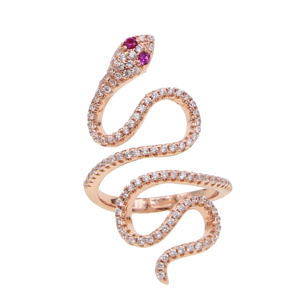 Длинное женское кольцо на палец micro pave cz cool snake shape изменяемое открытое регулируемое Золотое розовое золото современные модные кольца