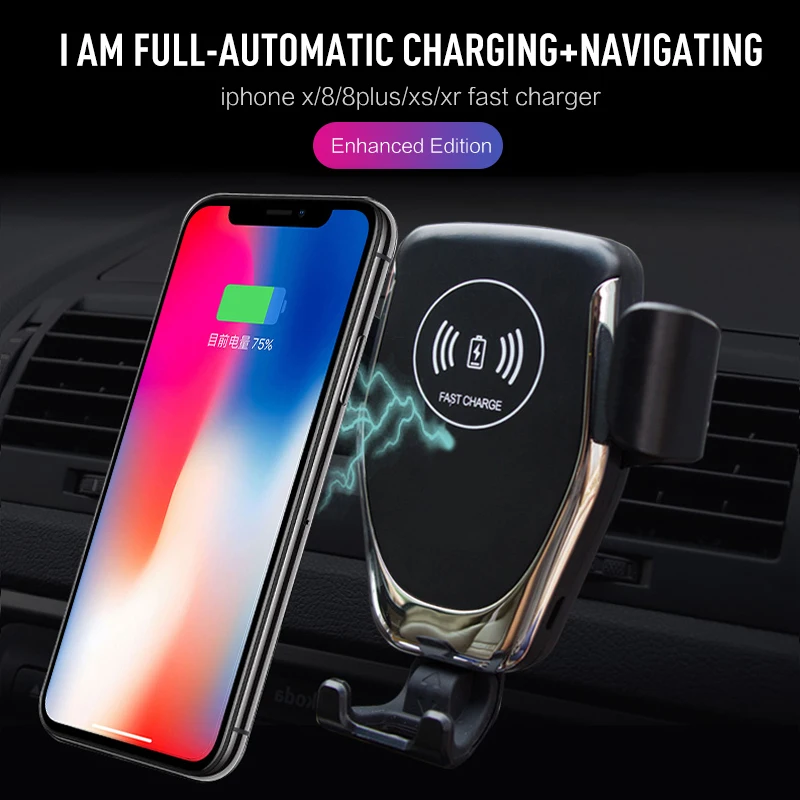 Новое беспроводное зарядное устройство в автомобиле, быстрая зарядка 3,0 смартфон зарядное устройство держатель телефона, для samsung S10 Plus Note 8 carregador portatil