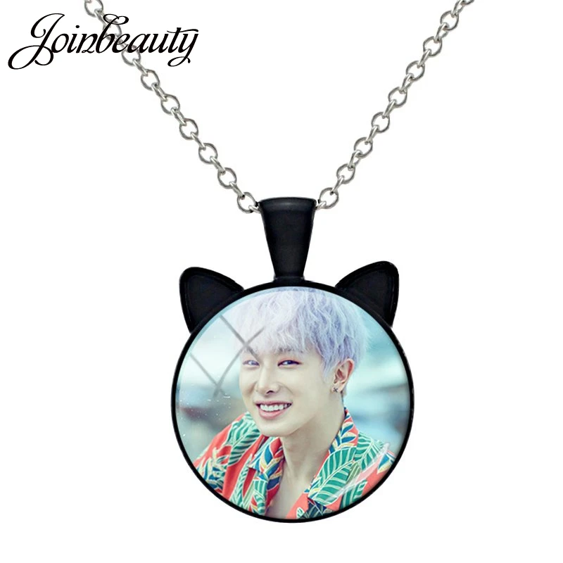 JOINBEAUTY, модное винтажное ожерелье Kpop Monsta X с кошачьими ушками, кулоны из стекла, ожерелье для мужчин и женщин, аксессуары MN07 - Окраска металла: MN24