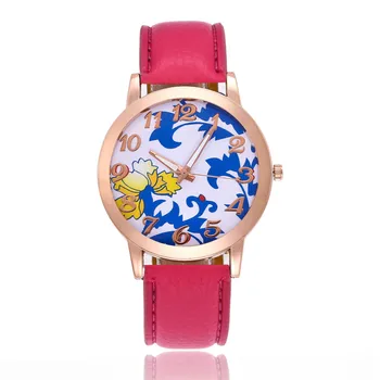 

Fashion Casual Women Watches 2019 New Blue Flower Leather Quartz Dress Clock Female Wrist Watch Cute Bracelet For Dropshipping