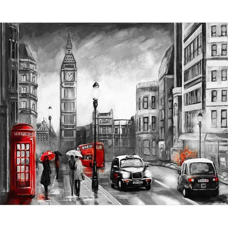

Laeacco London Street Posters and Prints Canvas Calligraphy Painting Nordic Home Decoration Wall Art Living Room Decor