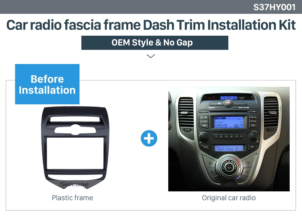 Seicane Black Double Din 2012 Hyundai IX20 with Manual AC Car Radio Fascia Dash CD Trim Installation DVD panel Frame