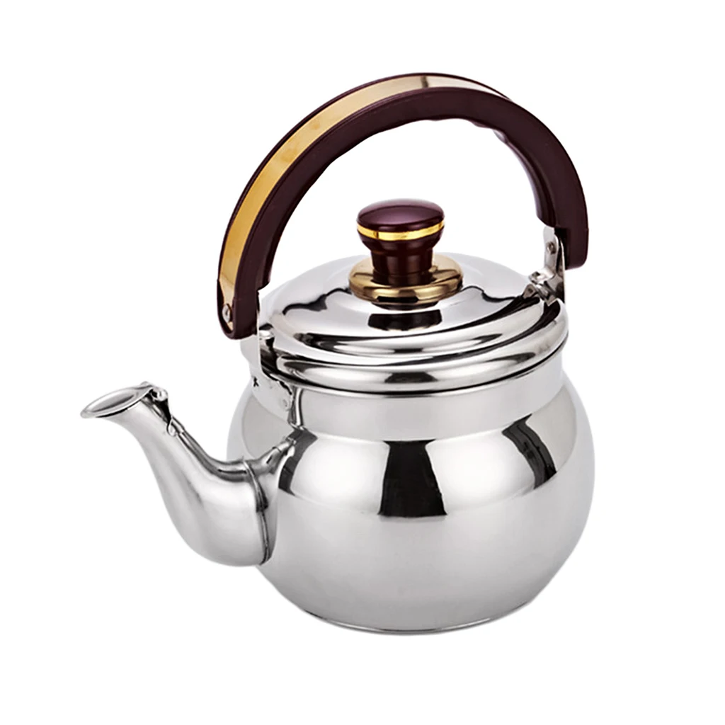 Outdoor Camping Stainless Steel Whistling Kettle Kitchen Tea Pot Silver 4.7L