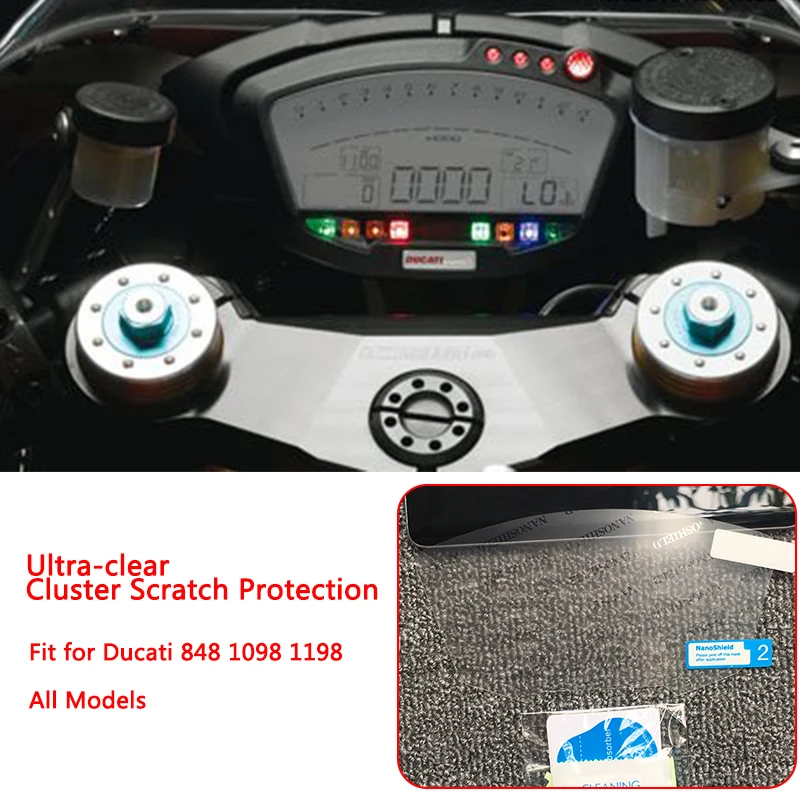 Brand New Clear Cluster Scratch Protection TPU Film Screen Protector For Ducati 848 1098 1198 All Models (7)