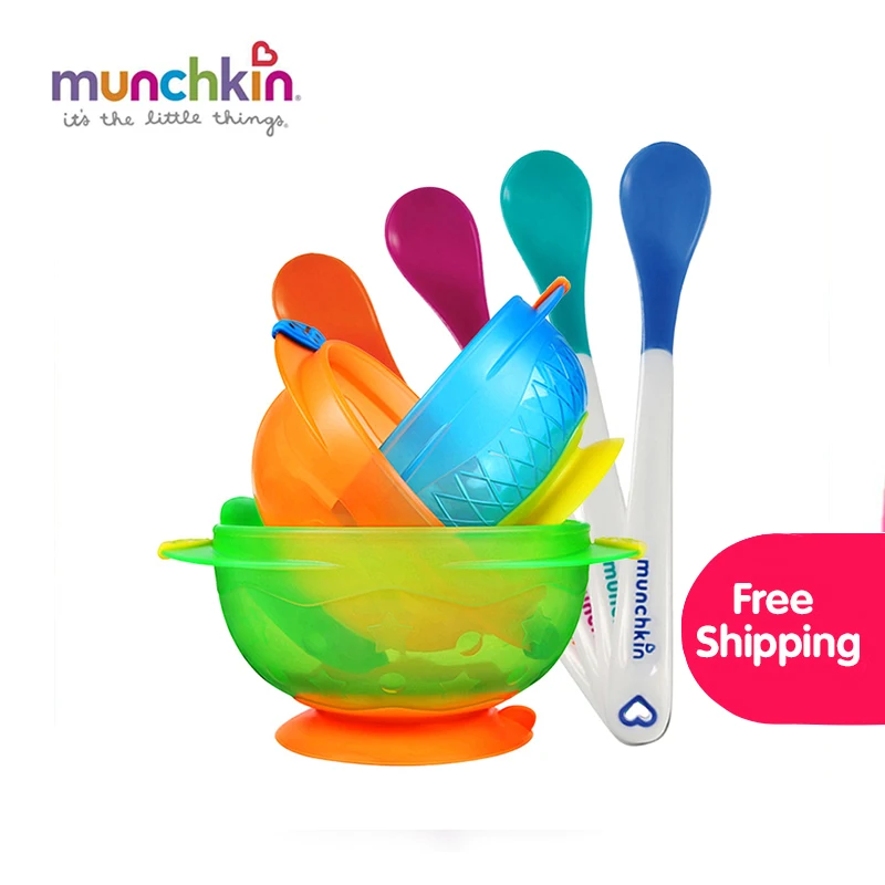 Munchkin White Hot Spoons 4pk + Stay Put Suction Bowls 3pk