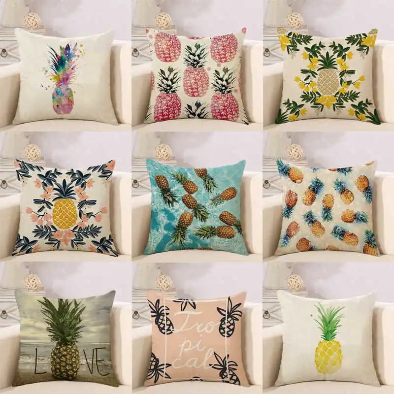 pillowcase pineapple linen cushion cover