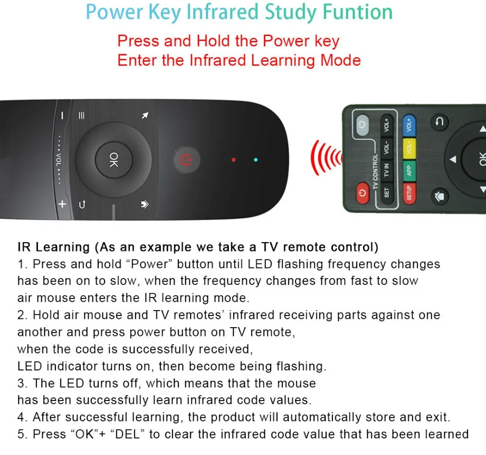 2 4G Air Mouse W1 Беспроводная Клавиатура Fly Rechargeble мини пульт дистанционного управления