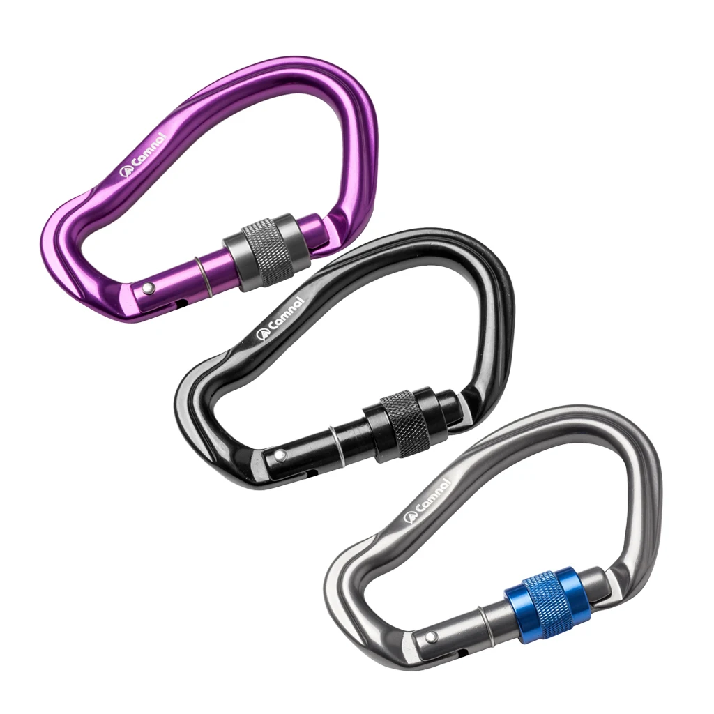 23KN Climbing Carabiner Mountaineering D Type Metal Clip Auto Locking D Carabiner Clip Heavy Duty Rock Climbing Carabiner