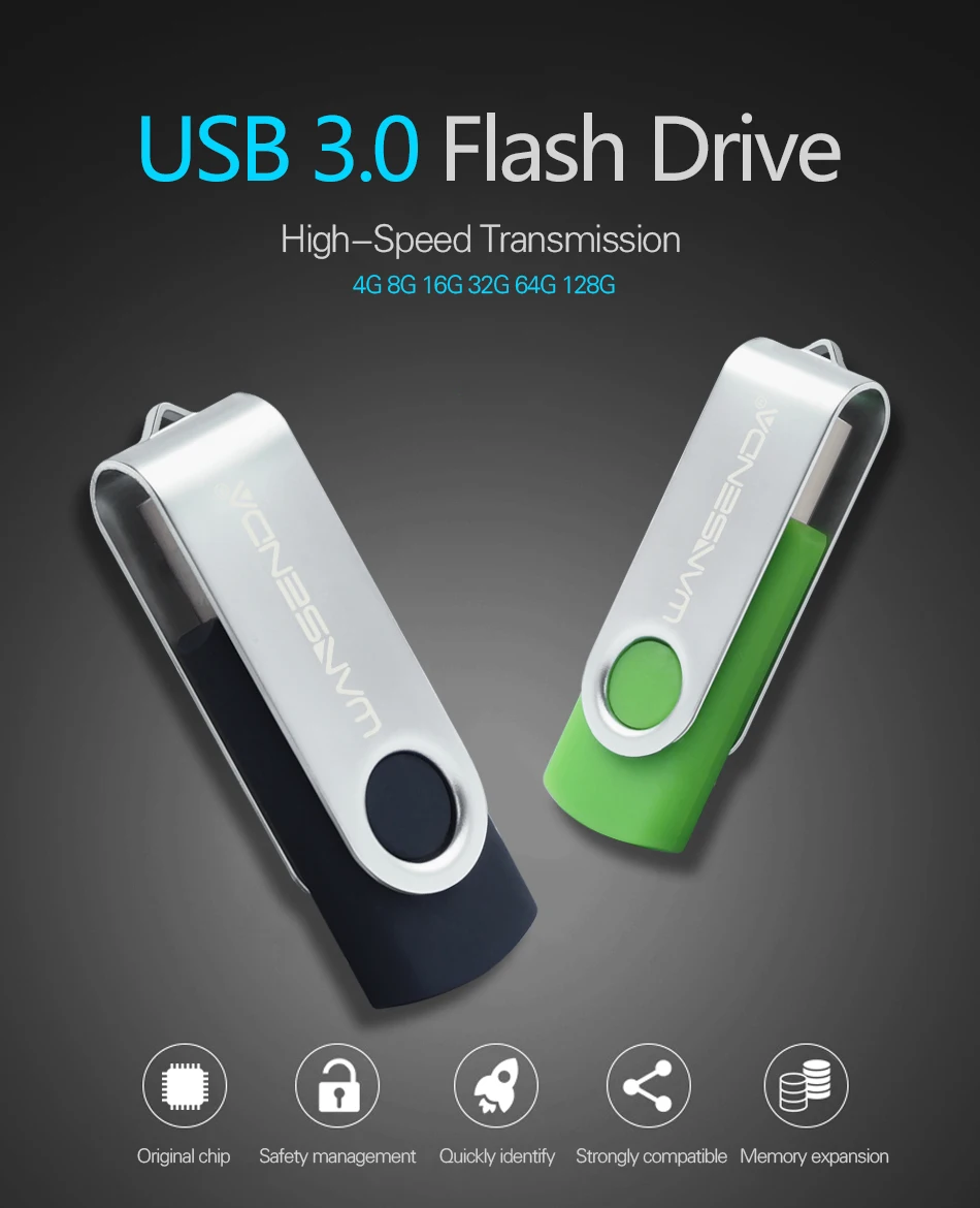 WANSENDA D303 USB флеш-накопитель, usb-накопитель 3,0, флеш-накопитель 256 ГБ, 128 ГБ, 64 ГБ, 32 ГБ, 16 ГБ, 8 ГБ, флеш-накопитель, Вращающаяся Usb карта памяти