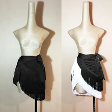 Латинский танцевальный костюм женские белые и черные платья с бахромой Танго тренировочная юбка Румба/Танго/самба платье для выступлений DQL1471