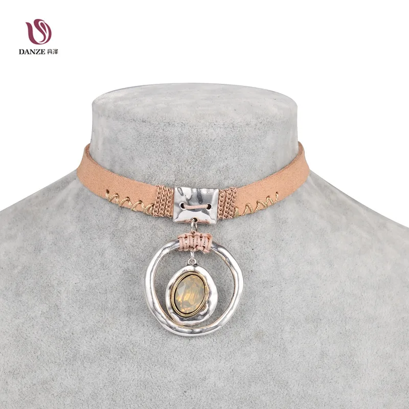 

DANZE Brand Punk Leather Maxi Choker Necklace for Women Big Rhinestone Pendant Collier Femme Necklaces & Pendants Colar Bijoux