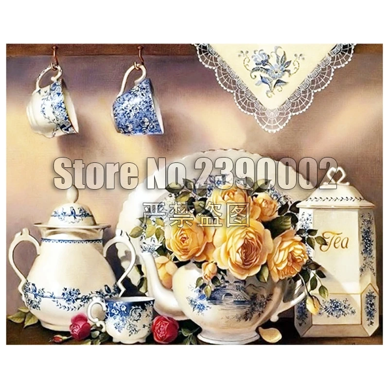 Полный Топ моды DIY Алмазная вышивка чайный набор Алмазные Картины Мозаика