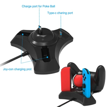 

4in1 Charging Dock Station Charger for Nintend Switch Joy-con Pokeball Plus NS Pro Handle Controller Charging Dock Stand Holder