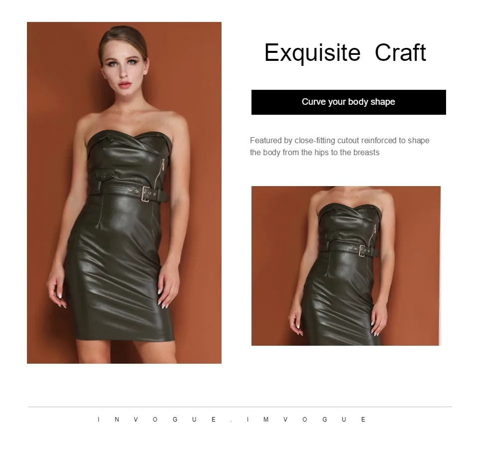 INVOGUE. IMVOGUE Новое поступление модные пояса из искусственной кожи пикантные с открытыми плечами спинки Bodycon мини платье