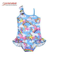 DOSOMA новорожденных для маленьких девочек без рукавов с единорогом Купальник cut badysuit женский пляжный костюм летняя одежда красочные одежды
