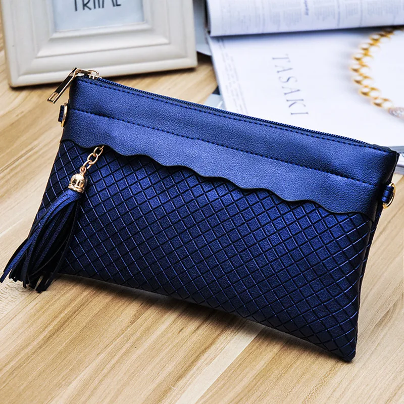  2017 New Fashion Plaid Tassel Women Handbag Envelope Clutch Brand Designer CrossBody Bags Ladies Evening Clutch Purse Hand Bags 