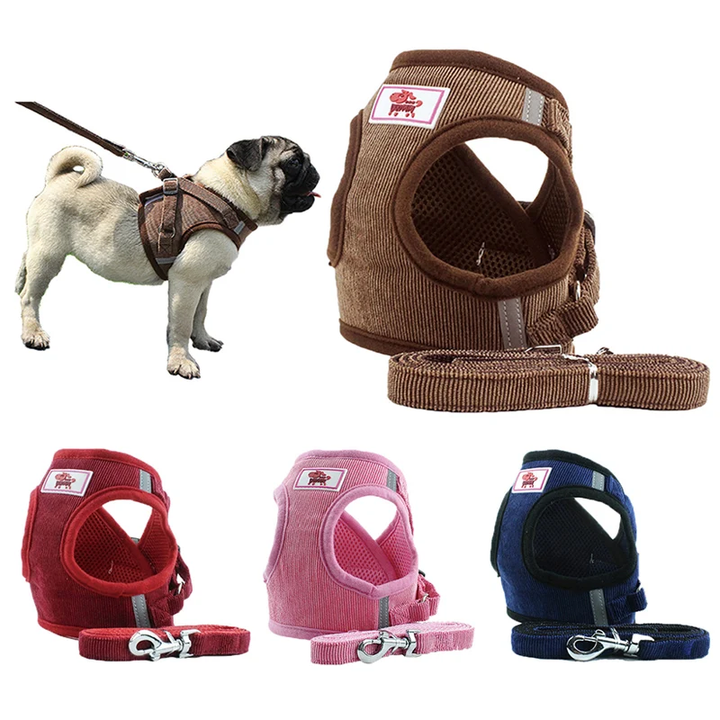 Dog Harness Leash Set Adjustable Breathable Dog Cat Collar Vest Harness for Dog Puppy font b