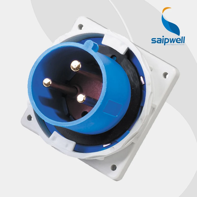 

63A 230V 3P (2P+E) industrial electrical waterproof socket outlet wall mounted Splash Proof IP67 EN / IEC 60309-2 type SP836