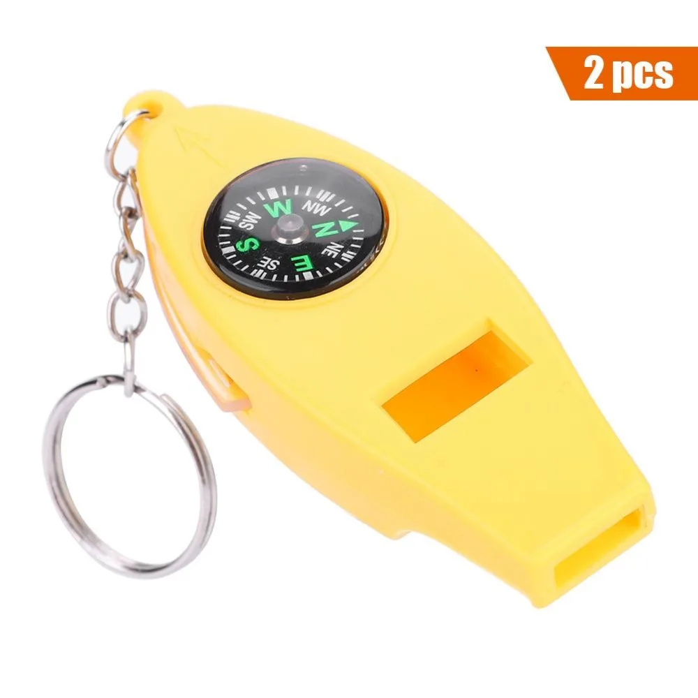 Survival Emergency 4 in 1 Whistle Compass Thermometer Magnifier Camping s