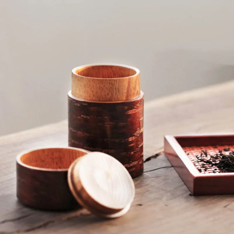 Buy Wooden Tea Caddy Canister Tea Boxes 1Pcs Natural