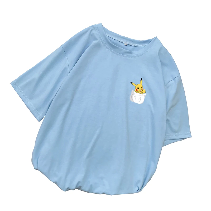 

T Shirts Women Summer Cartoon Pikachu Print Tees Harajuku Japanese Kawaii Anime Pokemon Tops Plus Size Streetwear Camiseta Mujer
