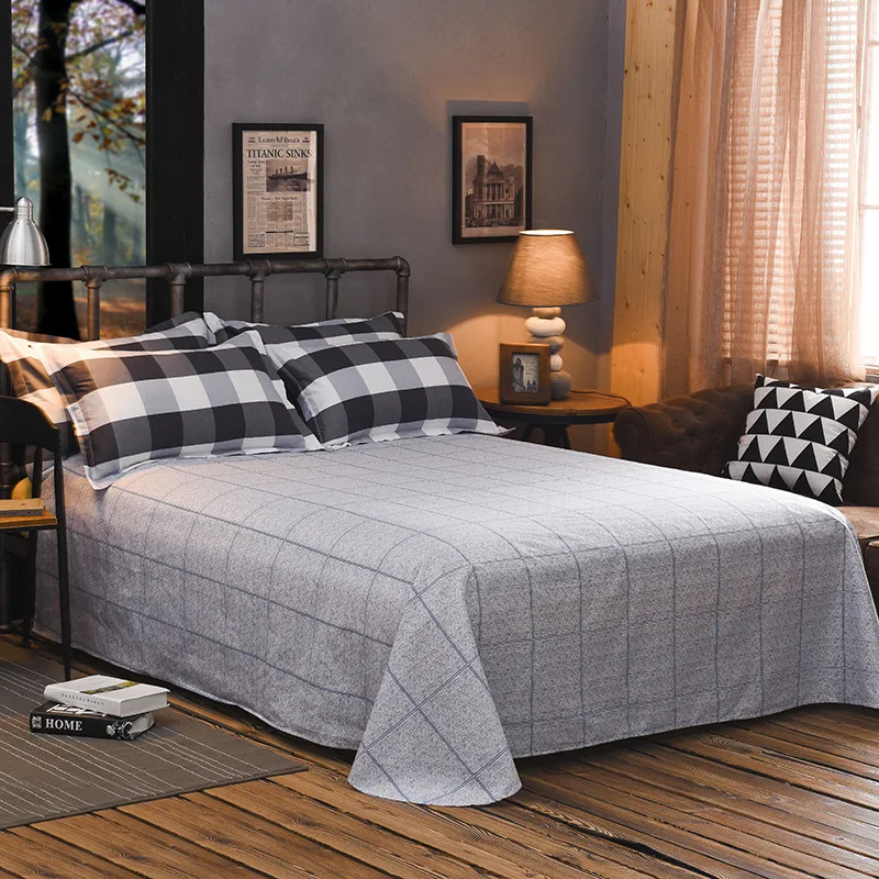 

100% Cotton Plaids Flat Sheet For Single Double Bed Children Adults Bedroom Use Bed Sheet (No Pillowcase) XF638-20