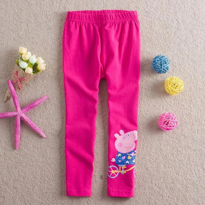 

2016 Girl pig leggings pants  100% cotton leggings embroidery cartoon pants for girls kids long Trousers
