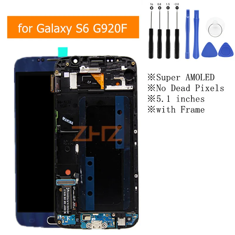 100% новый для Samsung Galaxy S6 G920F ЖК дисплей с сенсорным экраном дигитайзер рамкой в
