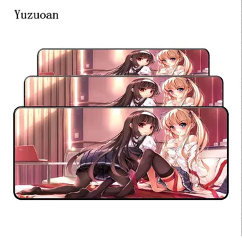 

Yuzuoan Free Shipping 900*400*5MM Japan Sexy Anime Large Mouse pad Game gaming Lock Edge Mousepad wife girl friend sister Gift