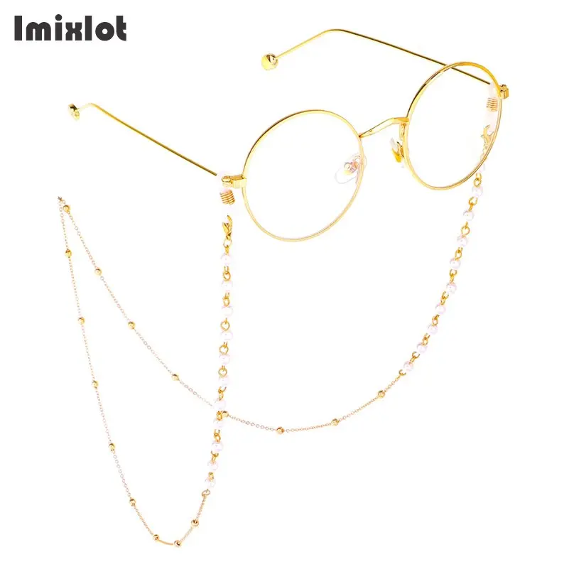 

Gold Reading Glasses Chain Simulated-Pearl Metal Sunglasses Cords Beaded Eyeglass Eyewears Glasses Lanyard Holder Neck Straps