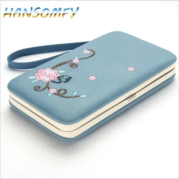 

HANSOMFY 2019 Floral Women purse women's wallet long clasp female money bag brand lady wallets clutch PU leater Three fold X1-33